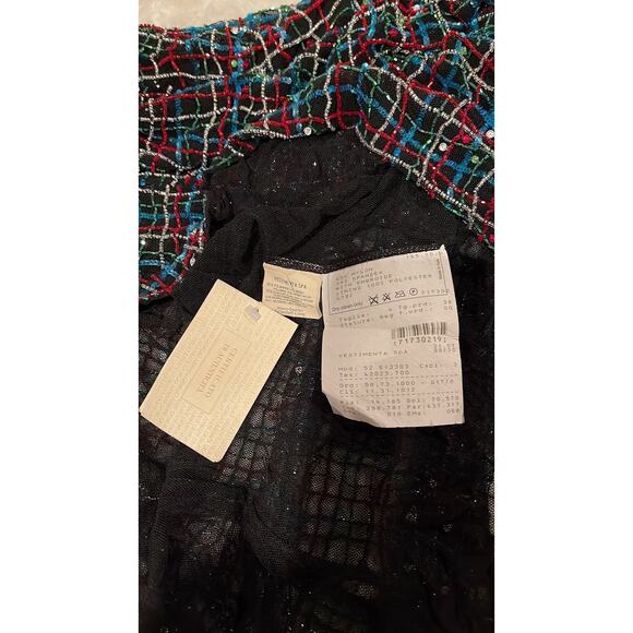 Giorgio Armani 1990’s Black Multicolor Net Hand Beaded Gown Dress Size IT 38 - Picture 5 of 10